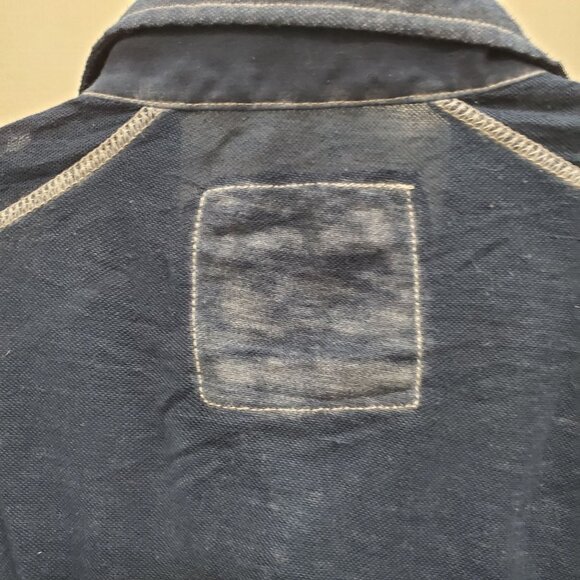 Buckle Black Label Men's Navy Semi Sheer Burnout Slim Fit Tissue Polo Top M - Picture 7 of 8